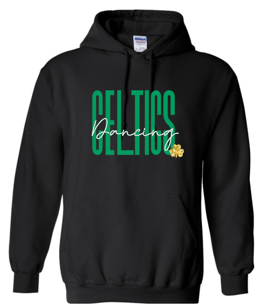 Dancing Celtics with Glitter Shamrock Choose from Shirt, Crew or Hoodie