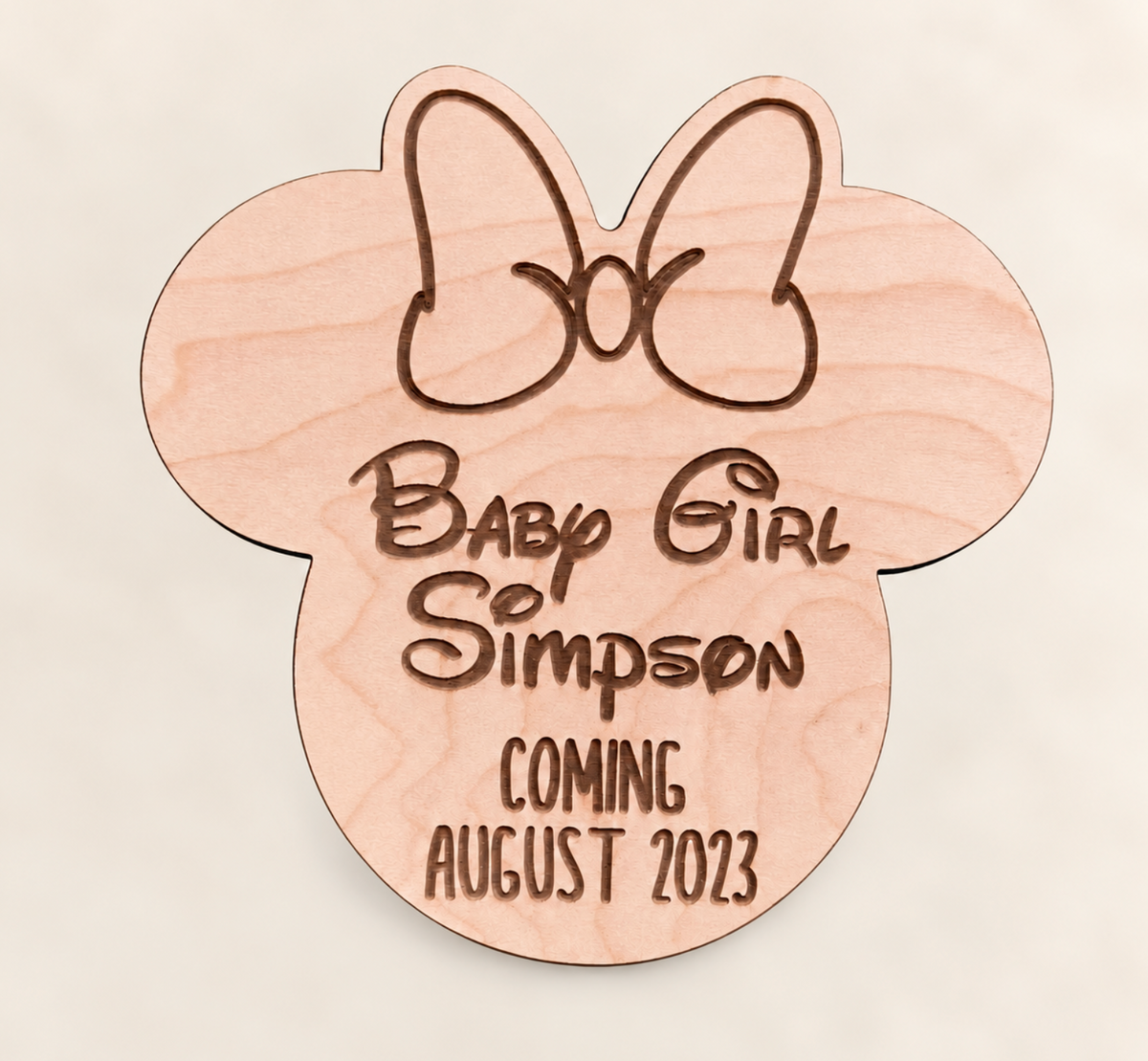 Disney Pregnancy Announcement Sign | Personalized Baby Reveal | Minnie Inspired Baby Announcement | Custom Wood Baby Sign