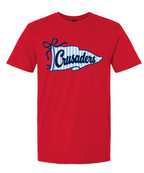 Crusaders Blue Striped Flag logo Spirit Shirt Choose Red or Gray