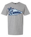 Crusaders Blue Striped Flag logo Spirit Shirt Choose Red or Gray