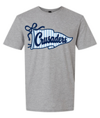 Crusaders Blue Striped Flag logo Spirit Shirt Choose Red or Gray