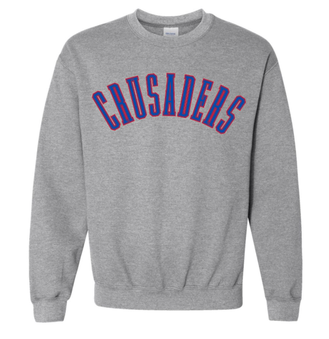 Arched Crusaders Spirit Wear Gray Sweatshirt (hooded or crewneck)