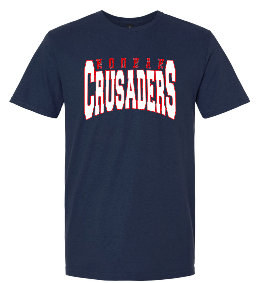 Distressed Noonan Crusaders Spirit Shirt Choose Gray or Navy