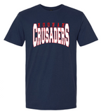 Distressed Noonan Crusaders Spirit Shirt Choose Gray or Navy