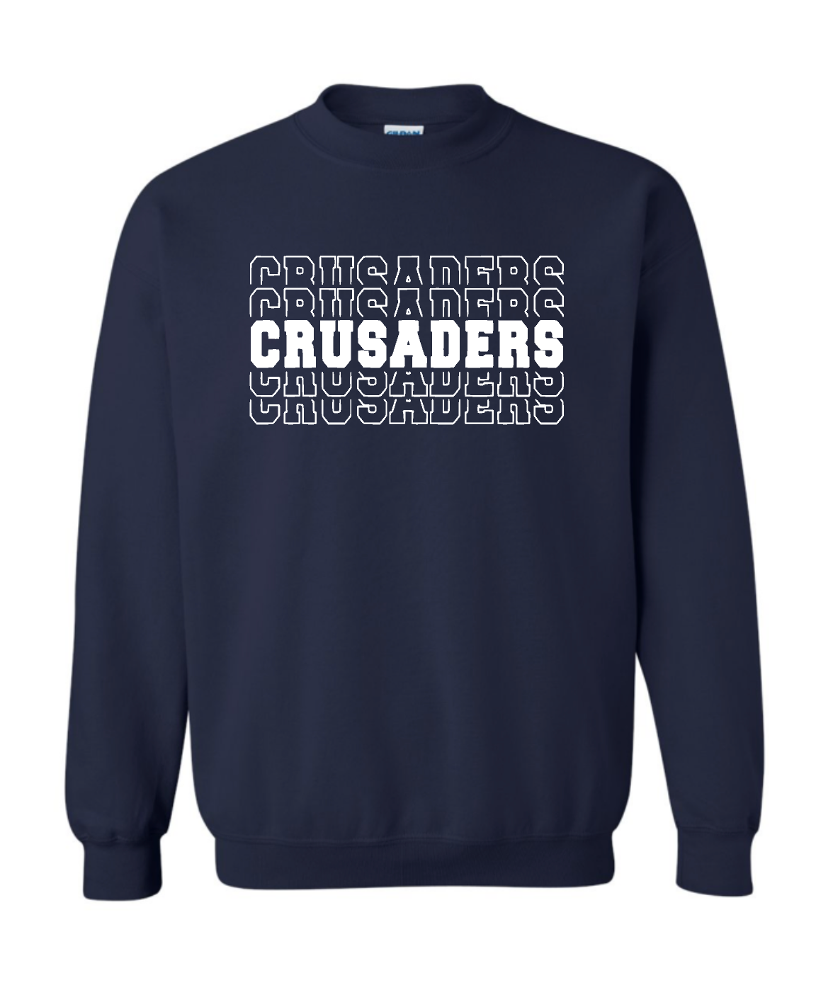 New Crusaders multi word Red or Navy Sweatshirt (hooded or crewneck)