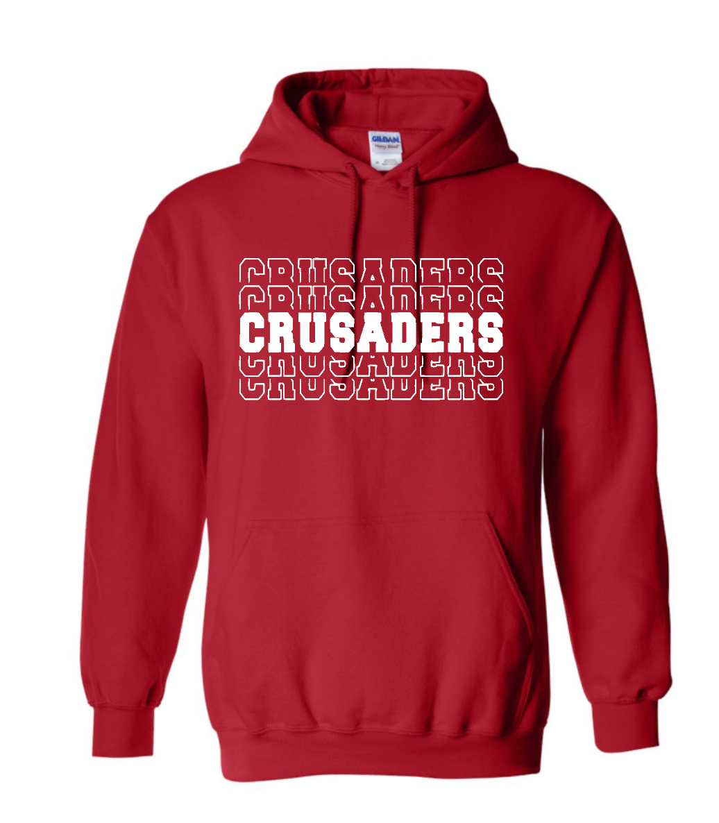 New Crusaders multi word Red or Navy Sweatshirt (hooded or crewneck)