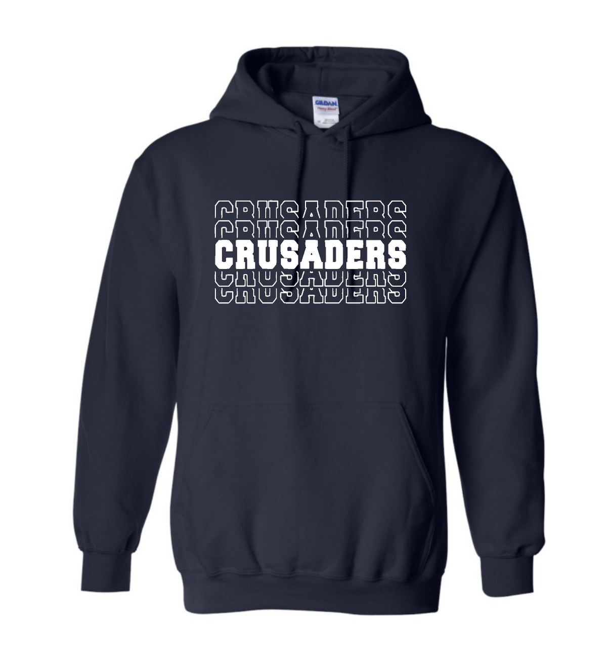New Crusaders multi word Red or Navy Sweatshirt (hooded or crewneck)