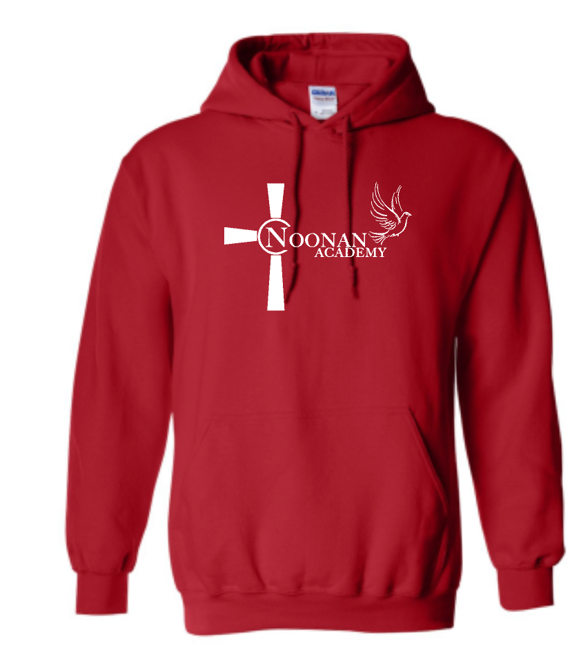 Noonan Academy School Logo Choose Red or Navy Sweatshirt (hooded or crewneck)