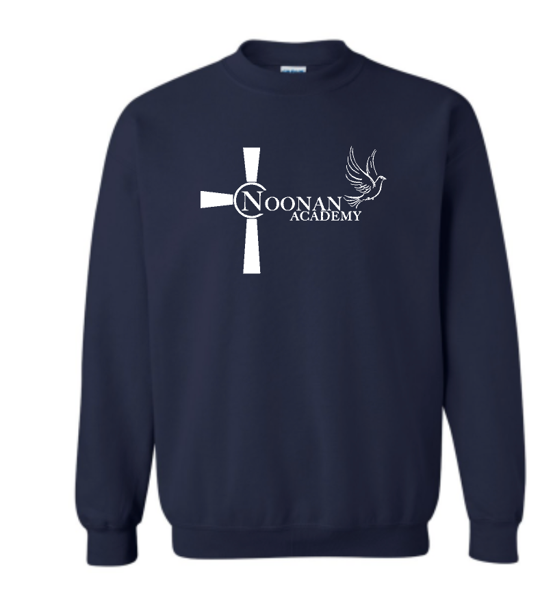 Noonan Academy School Logo Choose Red or Navy Sweatshirt (hooded or crewneck)