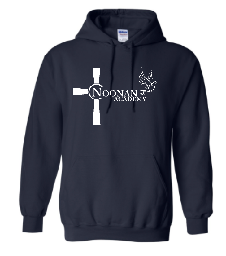 Noonan Academy School Logo Choose Red or Navy Sweatshirt (hooded or crewneck)