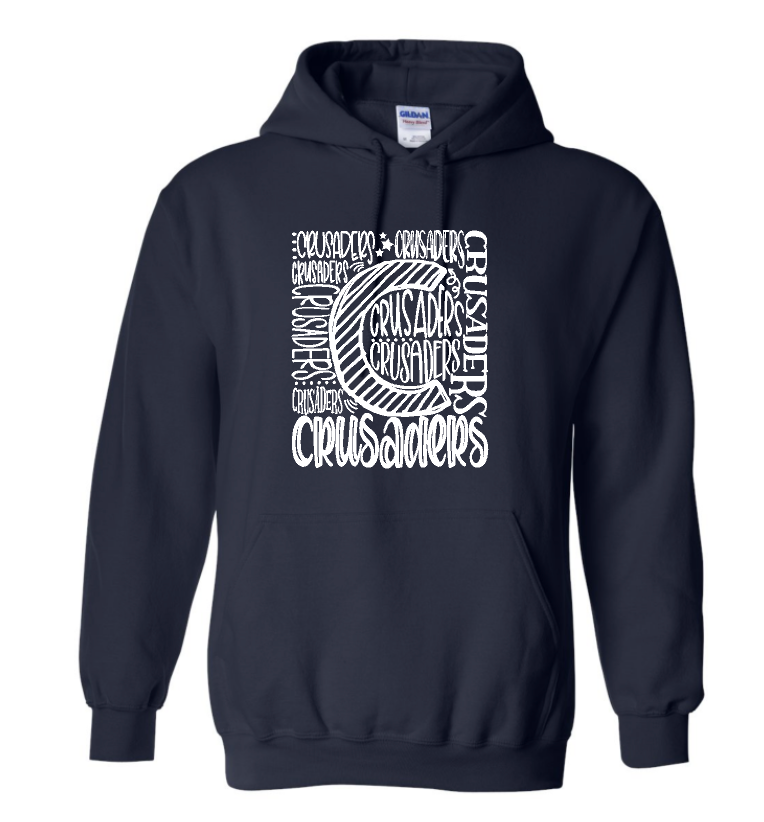 Crusaders Spirit Crewneck or Hooded Sweatshirt Choose Red or Navy