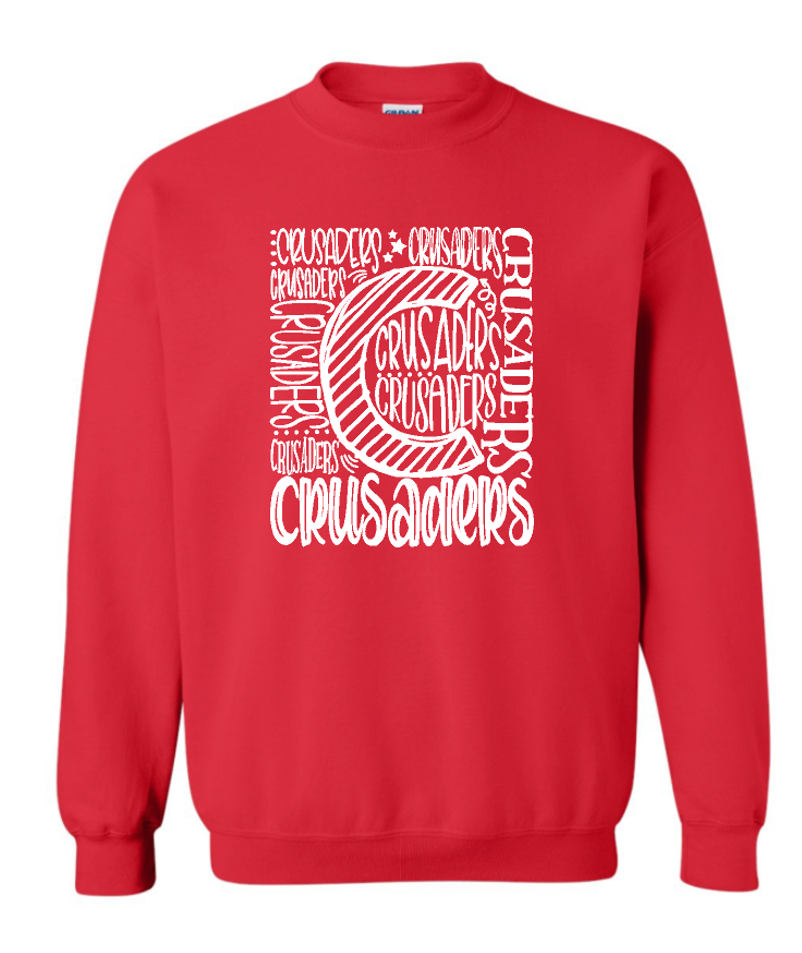 Crusaders Spirit Crewneck or Hooded Sweatshirt Choose Red or Navy