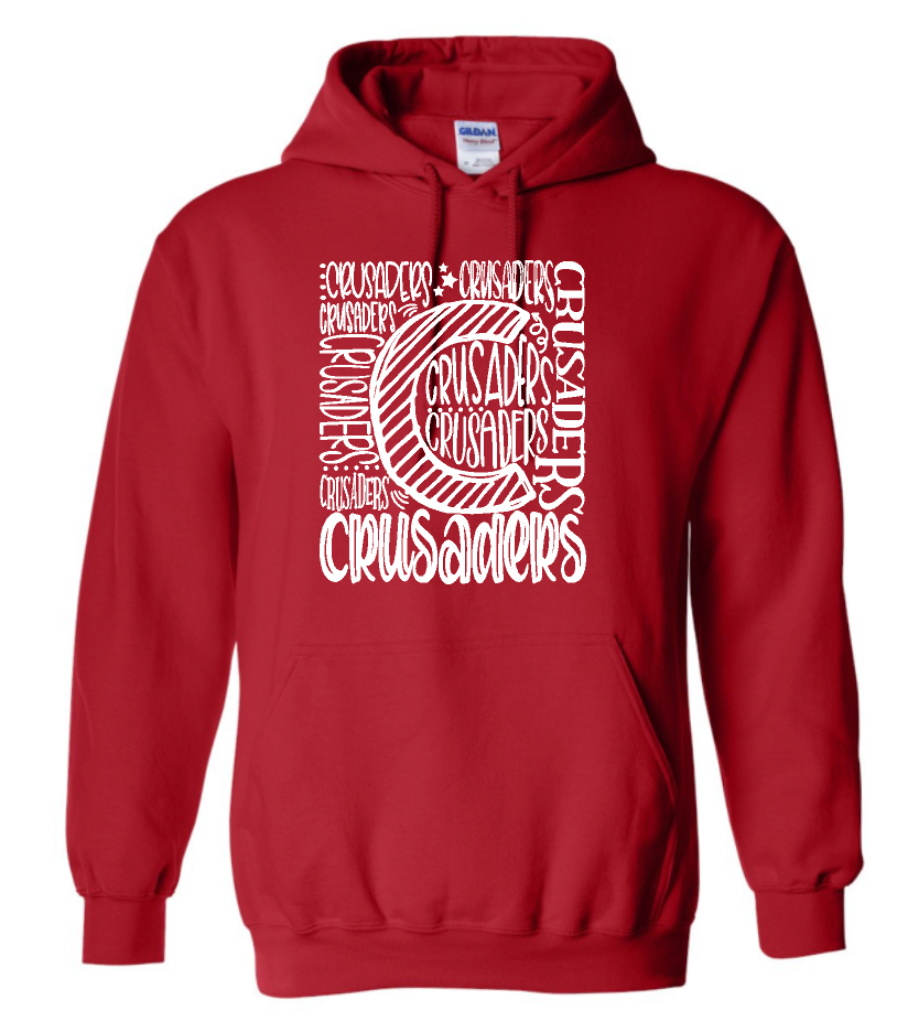 Crusaders Spirit Crewneck or Hooded Sweatshirt Choose Red or Navy