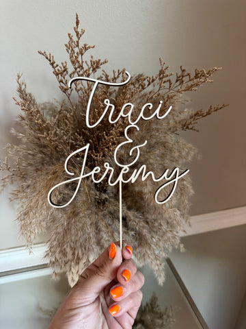 Custom Wood Wedding Name Cake Topper