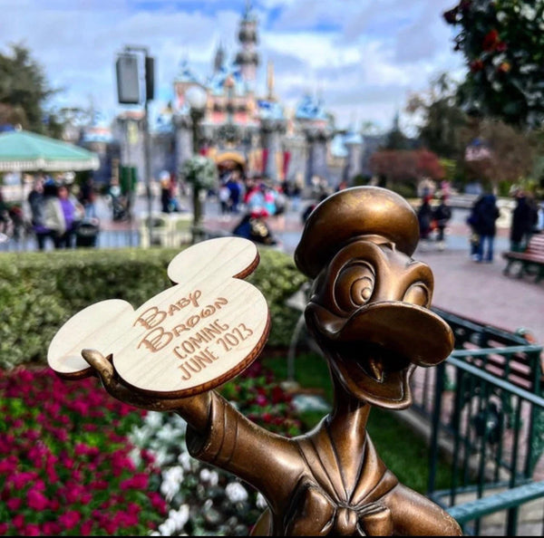 Mickey Mouse Pregnancy Announcement Personalized Wood Sign