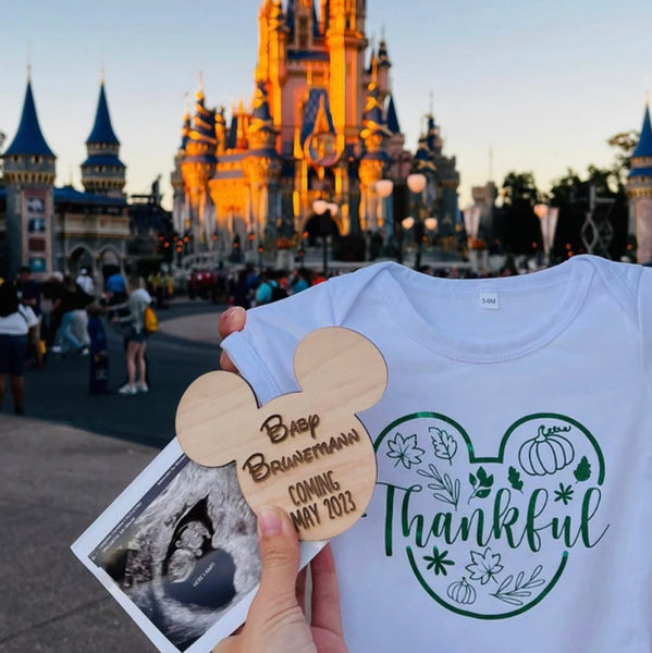 Mickey Mouse Pregnancy Announcement Personalized Wood Sign