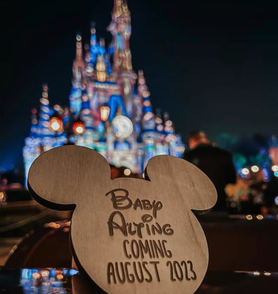 Mickey Mouse Pregnancy Announcement Personalized Wood Sign