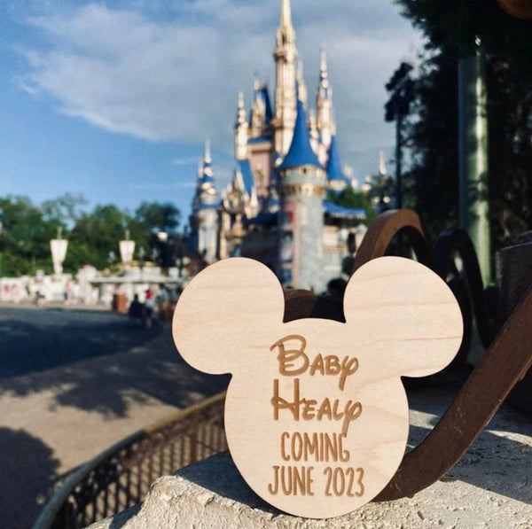 Mickey Mouse Pregnancy Announcement Personalized Wood Sign