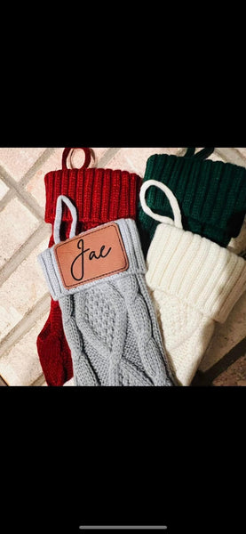 Personalized Stockings with leather patches