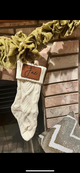 Personalized Stockings with leather patches