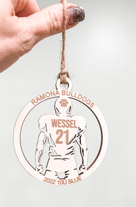 Barrington Broncos Football Player Personalized Wood Ornament