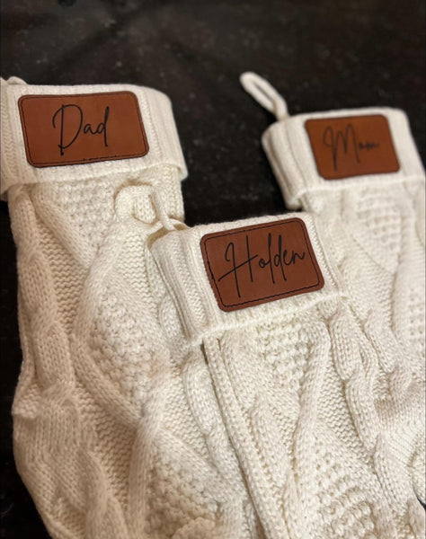 Personalized Stockings with leather patches