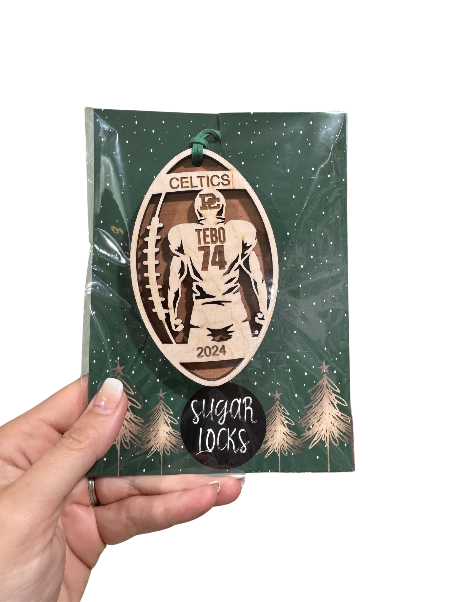Personalized 2-Layer Wood Football Ornament