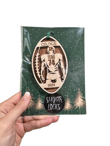 Personalized 2-Layer Wood Football Ornament