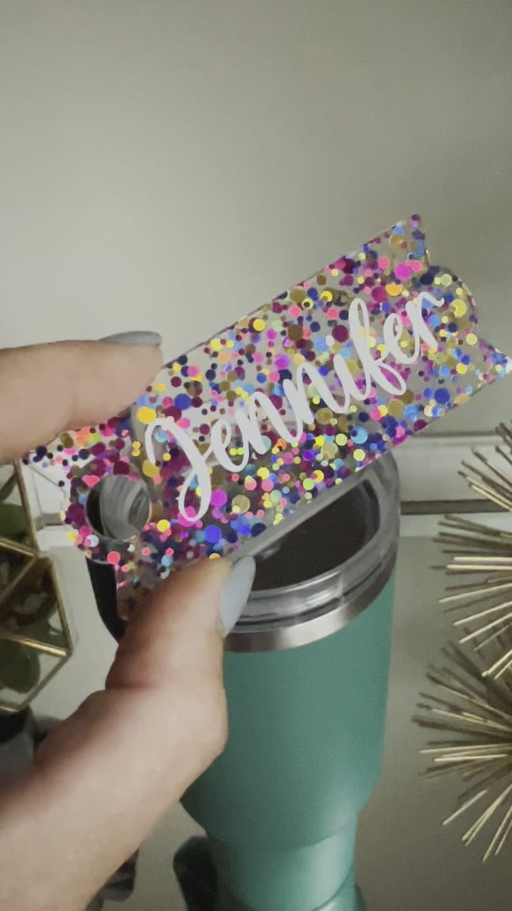 Pretty Pink Princess Chunky Glitter Name Plates for Stanley Cups Choose 30oz or 40oz.