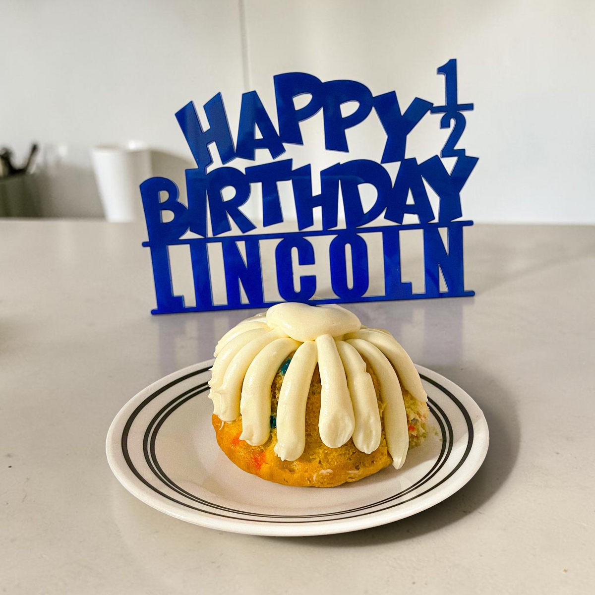 Happy 1/2 Birthday Personalized Custom Acrylic Cake Topper