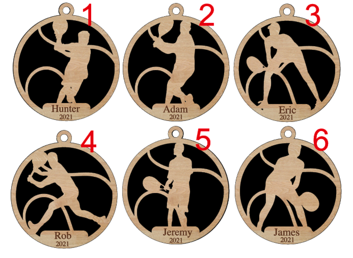 Personalized Boys Tennis Ornament Pick from 6 designs