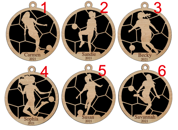 Personalized Girls Soccer Ornament Pick from 6 designs