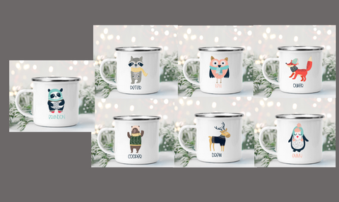 Winter Animals Christmas Personalized Camp Mugs