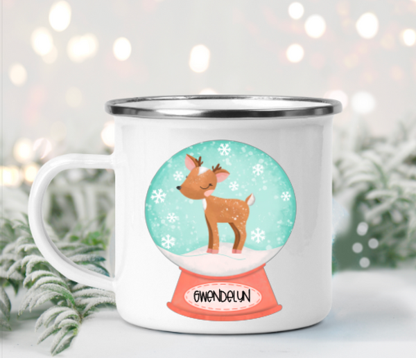 Snowglobe Winter Christmas Personalized Camp Mugs