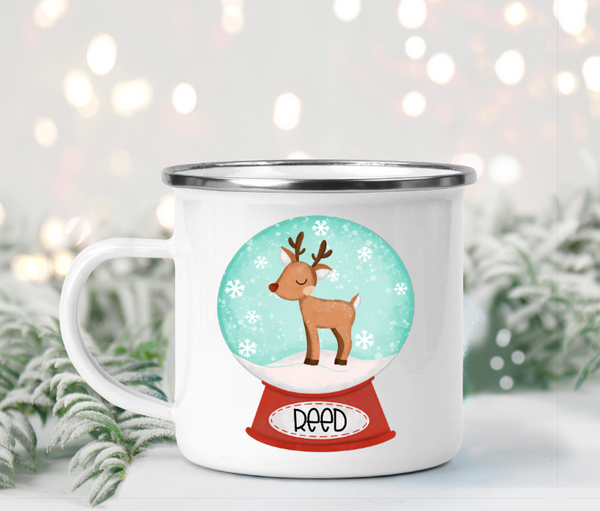 Snowglobe Winter Christmas Personalized Camp Mugs