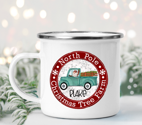 Santa Vintage Truck Christmas Personalized Camp Mugs