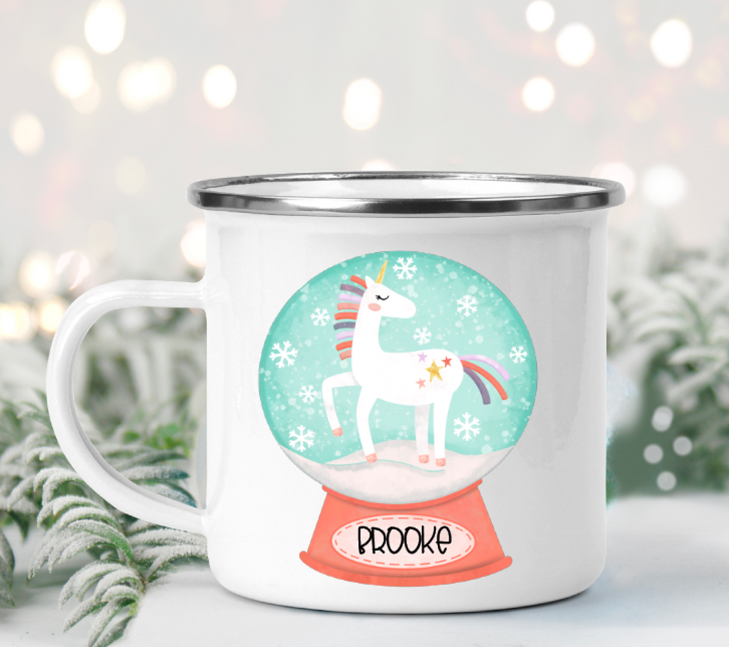 Snowglobe Winter Christmas Personalized Camp Mugs
