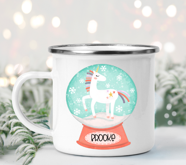 Snowglobe Winter Christmas Personalized Camp Mugs