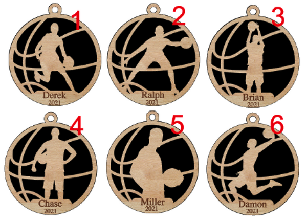 Personalized Boys Basketball Ornament Pick from 6 designs