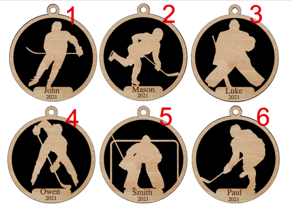 Personalized Hockey Ornament Pick from 6 designs