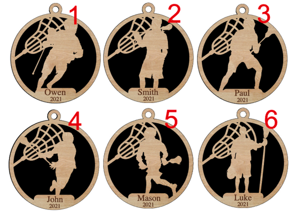 Personalized Lacrosse Ornament Pick from 6 designs