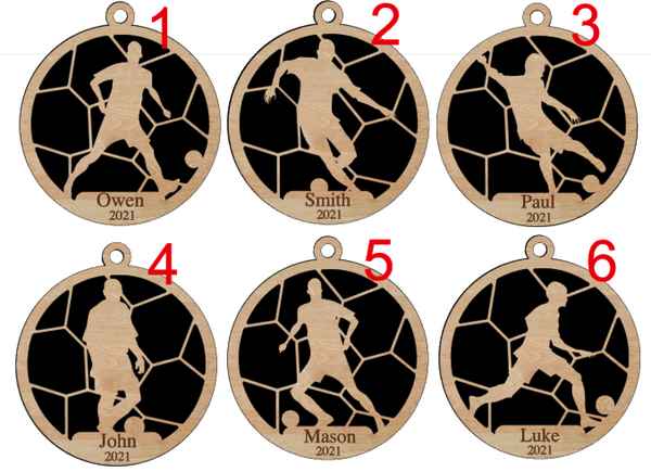 Personalized Boys Soccer Ornament Pick from 6 designs