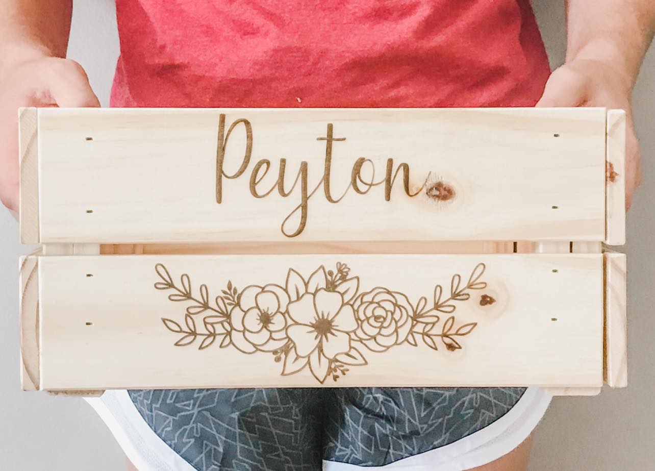 Girl's Flower Custom Personalized Wood Crate