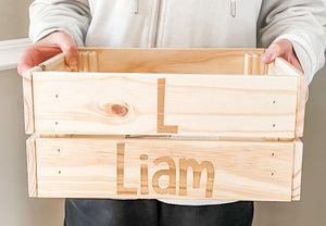 Custom Initial and Name Personalized Wood Crate