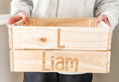 Custom Initial and Name Personalized Wood Crate