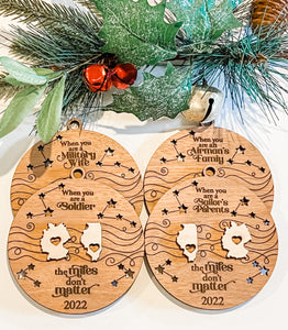 Military Miles Apart Ornament Custom Engraved Personalized Ornament