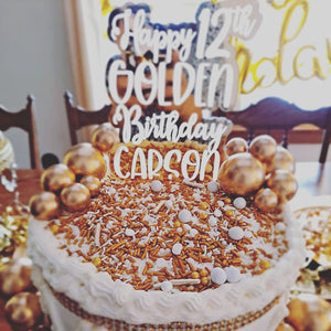 Golden Birthday Personalized Gold Acrylic Cake Topper