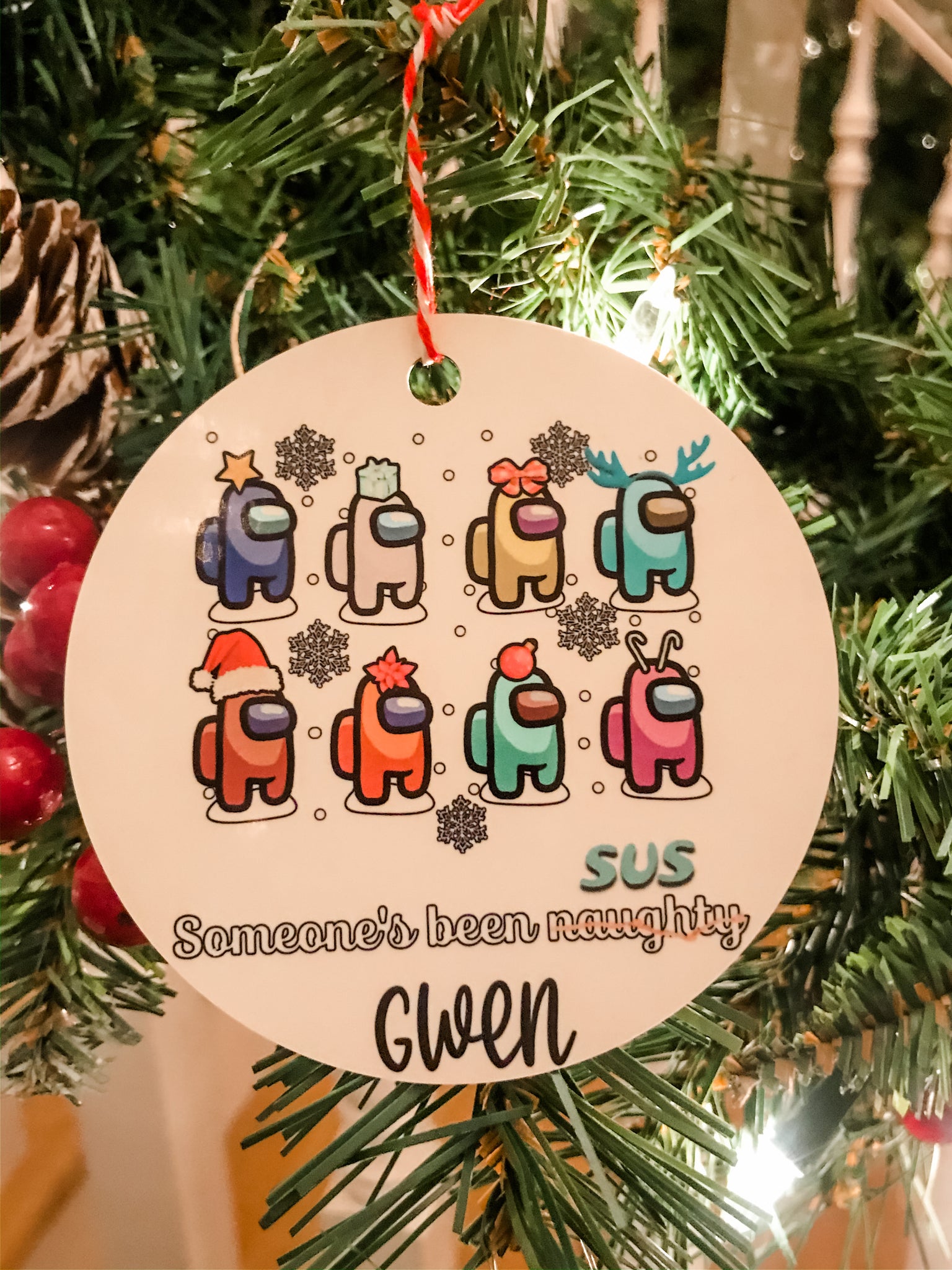 Someone's Been Naughty --SUS Among Us Personalized Ornament – Sugar Locks