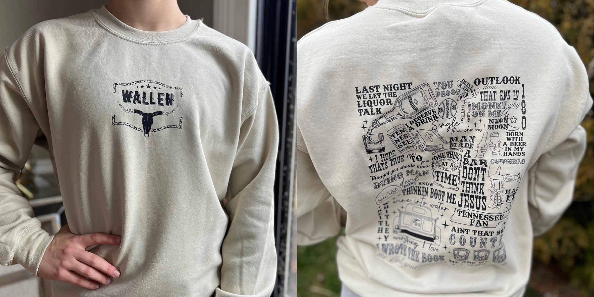 New Album Wallen Crewneck Sweatshirt Song Track Country Concert