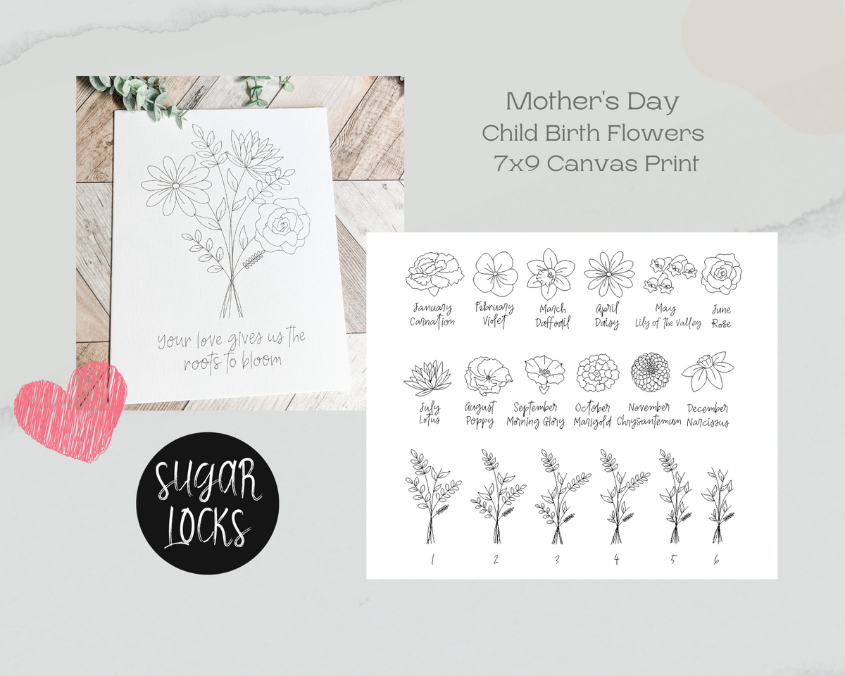 Mother's Day Custom Birth Flower 7x9 Canvas